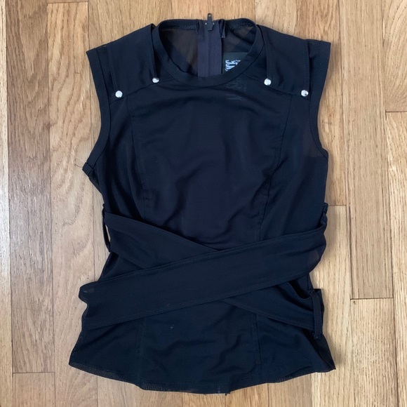 Lip Service Tops - RARE Black Wrap/bandage see thru shirt 2000’s